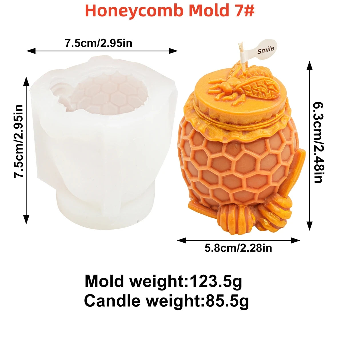 3D Bee Honeycomb Silicone Candle Mold — 10 Styles, Pillar & Beehive