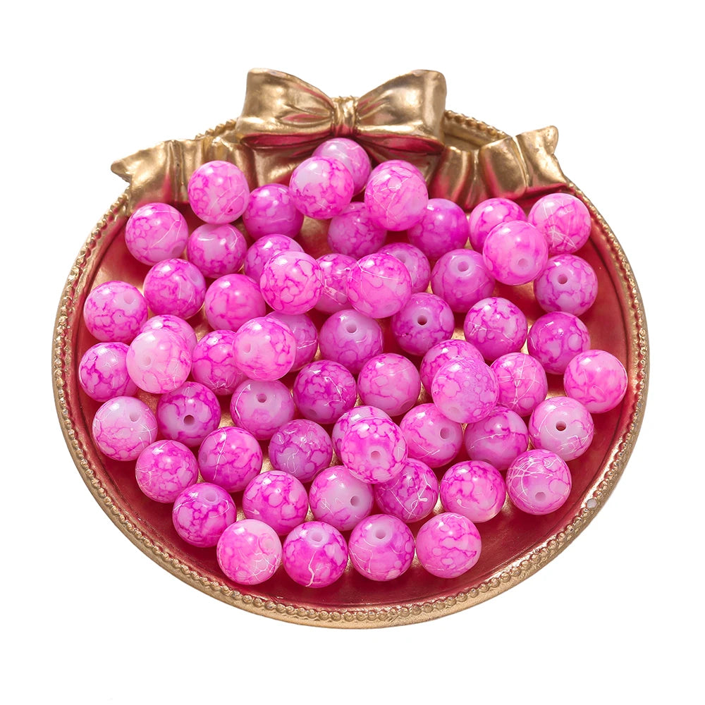 Glass Beads Crystal Crackle Round Imitation Jade-Style Stone Crafts Craft Beads