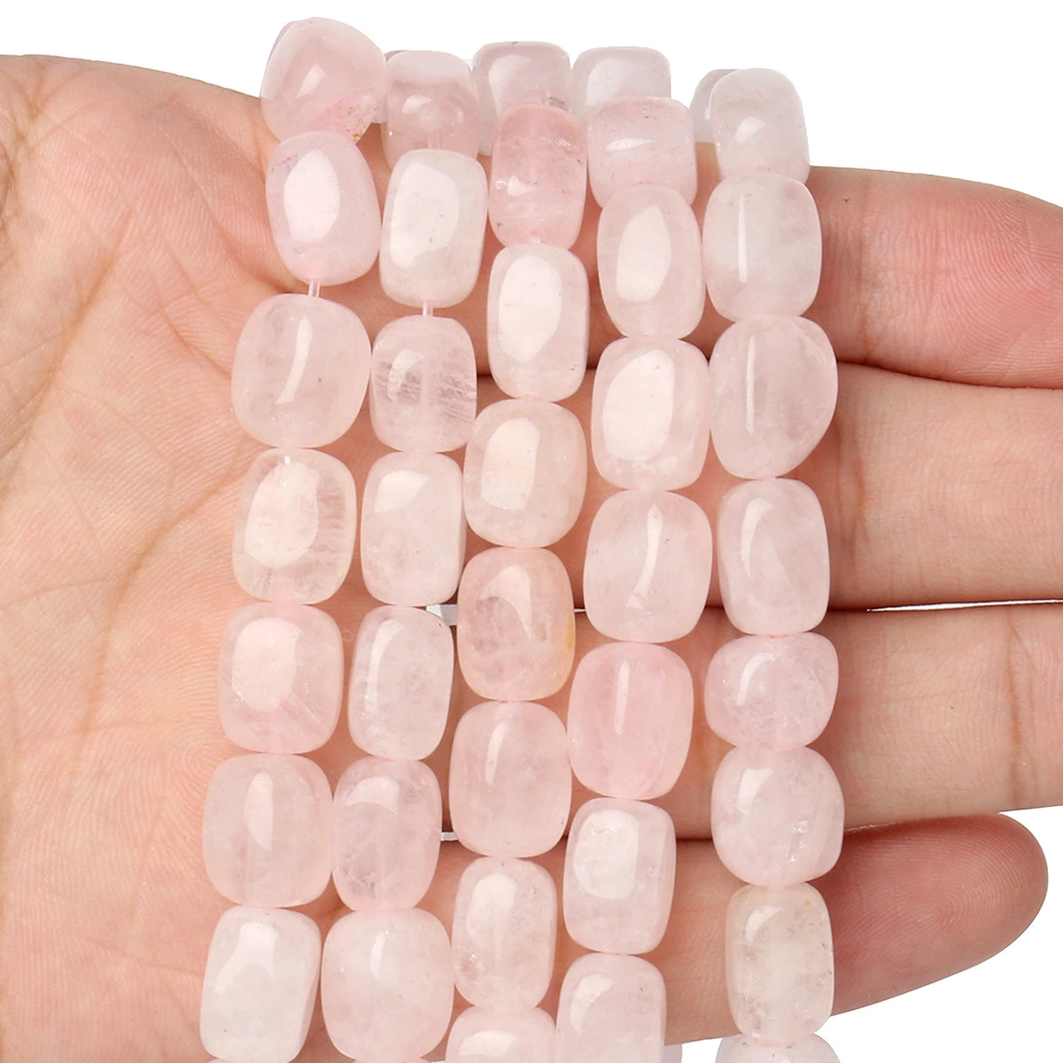 Stone Beads Pink Quartz-Style Square Tube for DIY Jewelry Making Craft Beads
