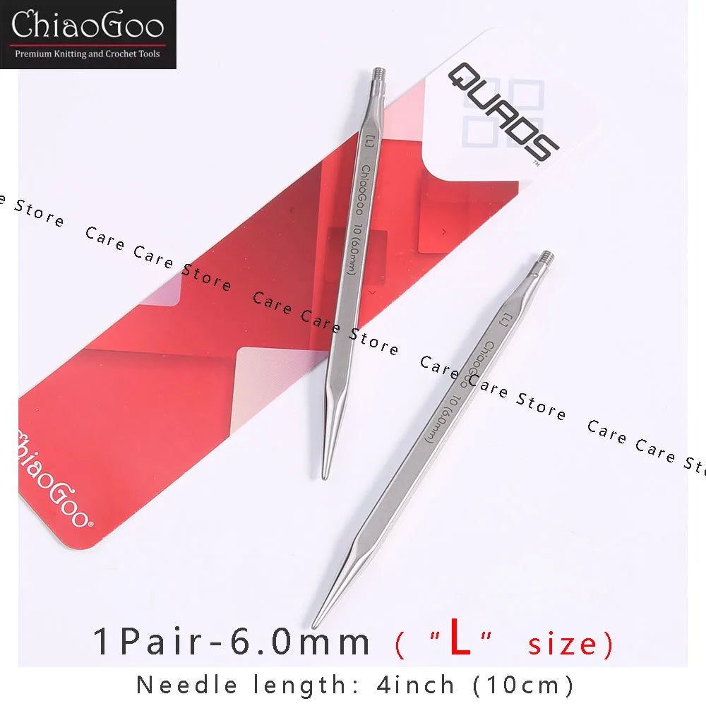 Knitting Needle Tips, ChiaoGoo QUADS Cubic Stainless Steel Interchangeable