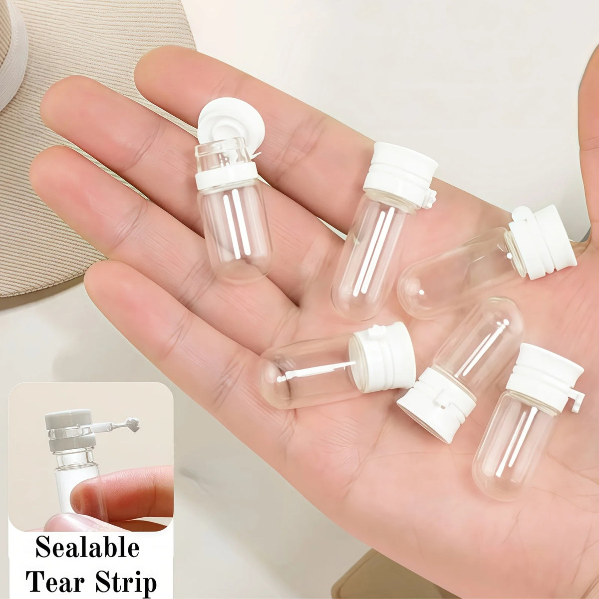 Travel Bottles Empty Clear Glass Cosmetic Sample Containers 10 Pack