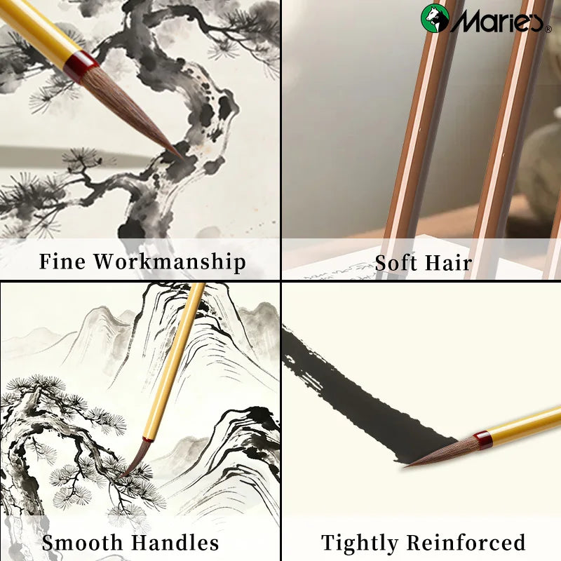 Marie's Miniature Detail Paint Brush Set — 3 Brushes Art Calligraphy Fine Lines