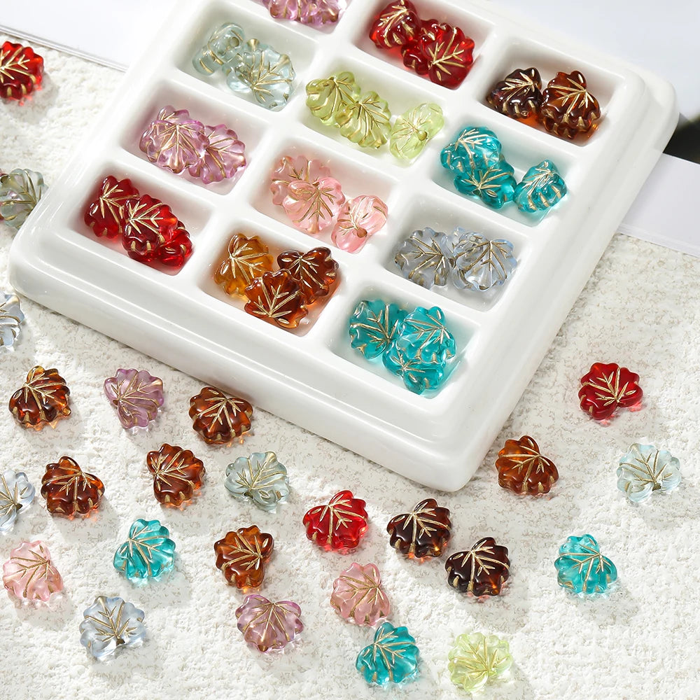 Acrylic Beads Vintage Amber Maple Leaf Spacer Necklace Bracelets Craft Beads