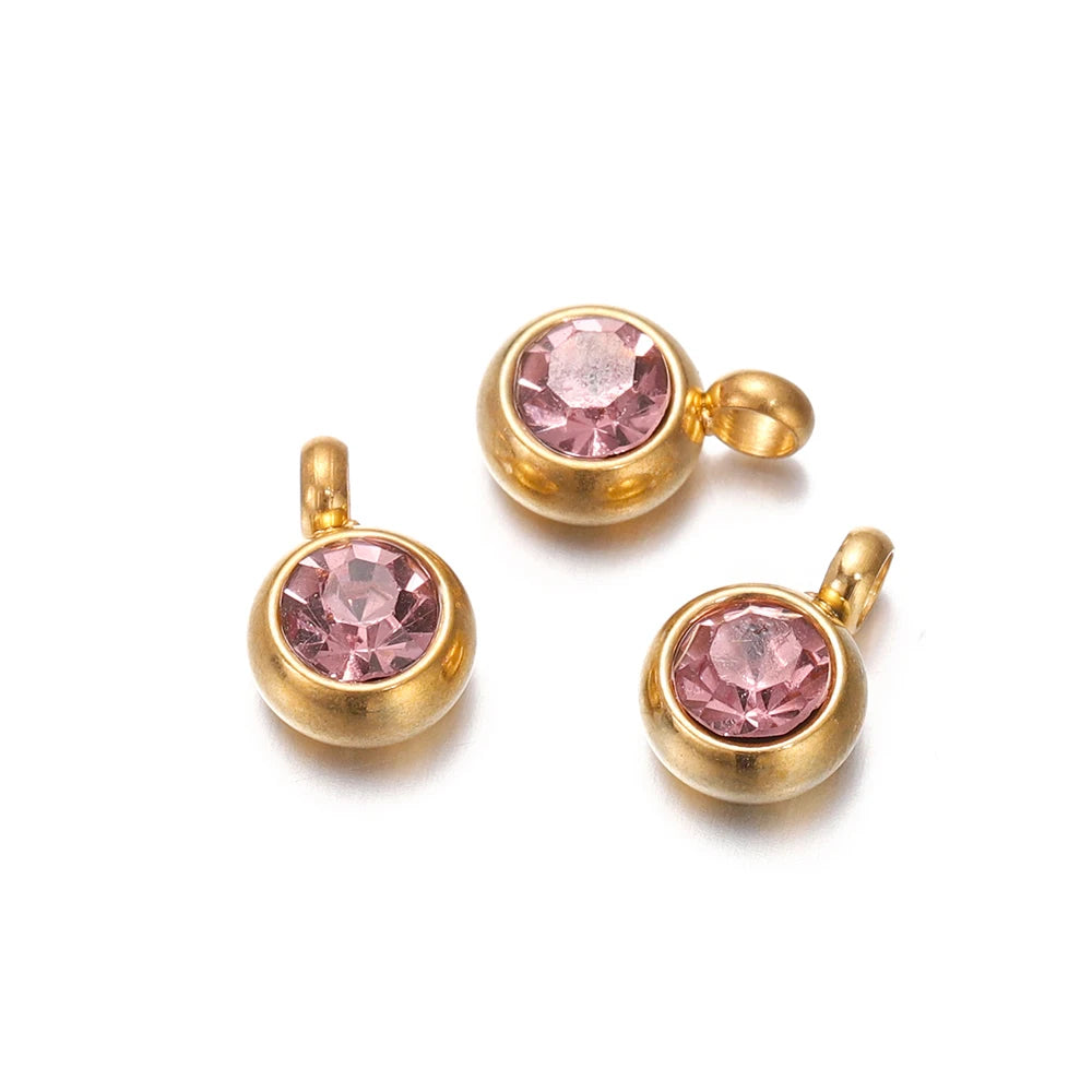 Earring Components Stainless Steel Birthstone Necklace Pendant Craft Supplies