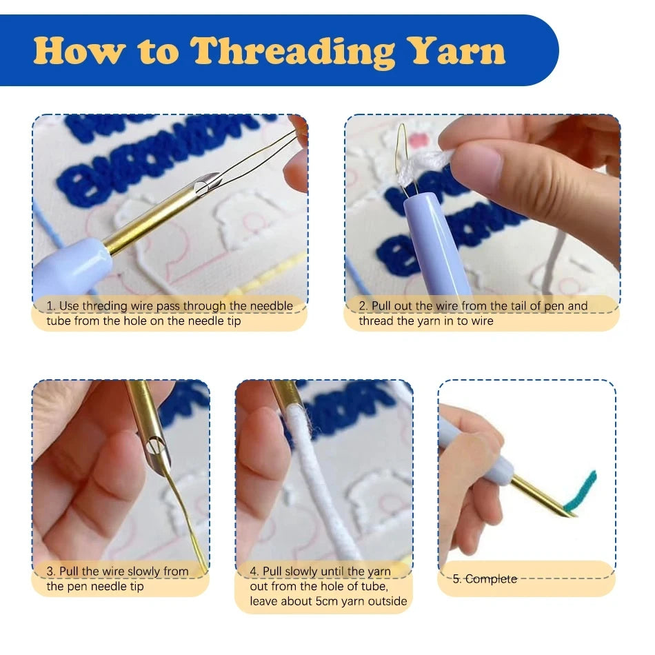 Punch Needle Kit, Cartoon Animals with Hoop for Beginner Yarn Crafts