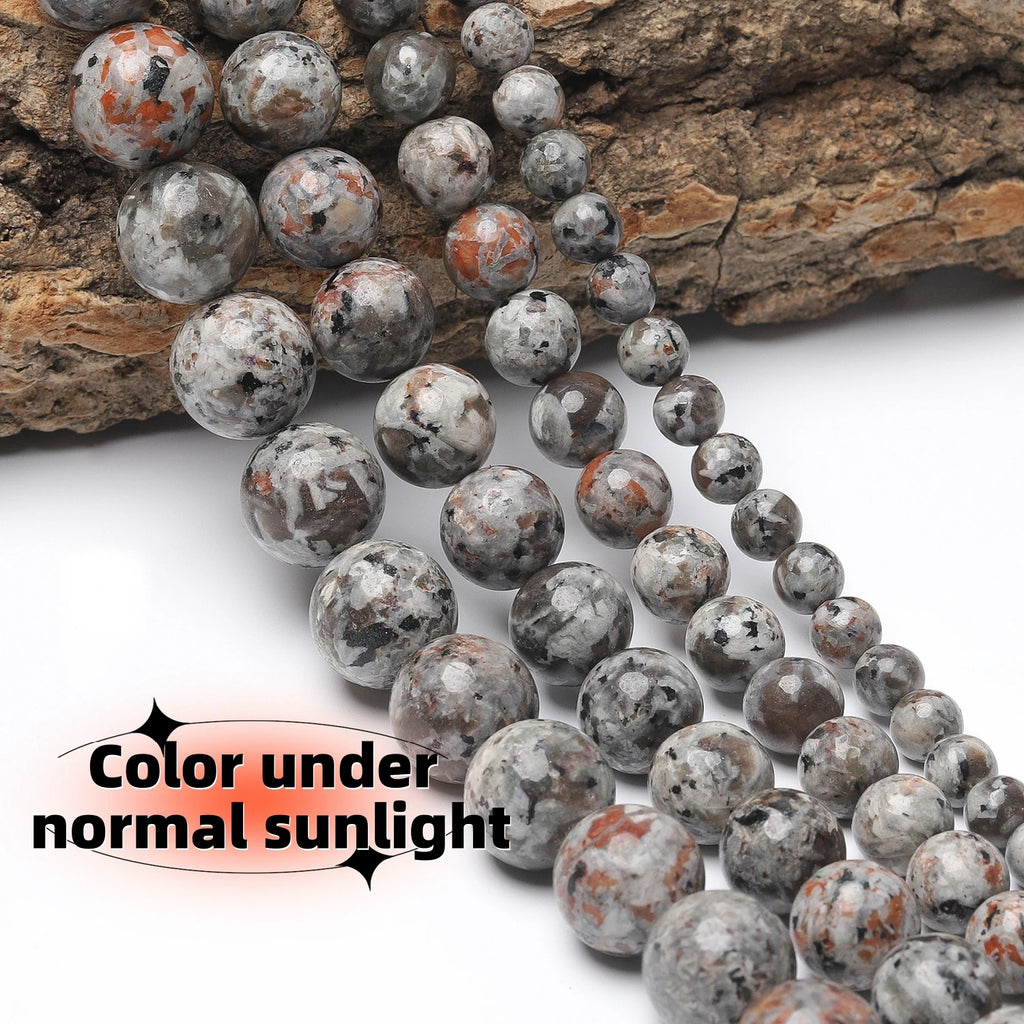 Stone Beads Round Flame-Style Assorted Stone Colors for DIY Jewelry Making