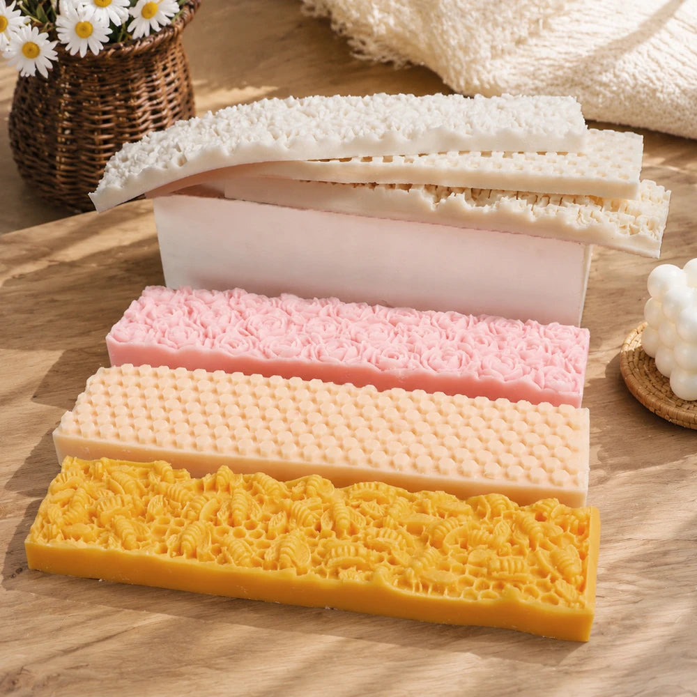 Silicone Embossing Mat for 1.2L Wooden Loaf Soap Mold Rose Honeycomb Bee Texture Liner DIY Handmade Soap Making Tool