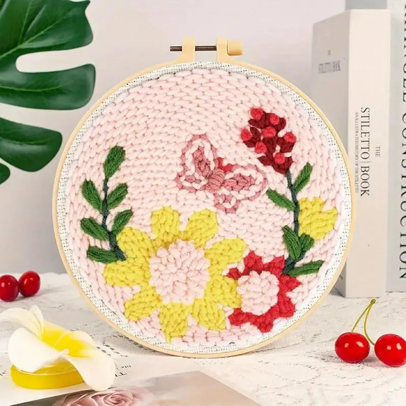 Punch Needle Kit, Flower Designs for Beginner Embroidery & Yarn Painting