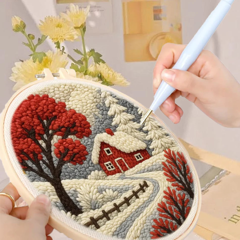 Punch Needle Kit, Cozy Winter Designs for Beginner Embroidery & Home Decor
