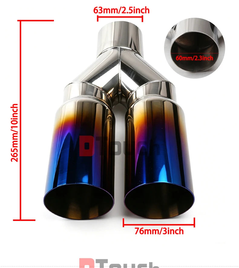 Dual Outlet Stainless Steel Exhaust Tail Pipe Muffler | 63mm x 76mm