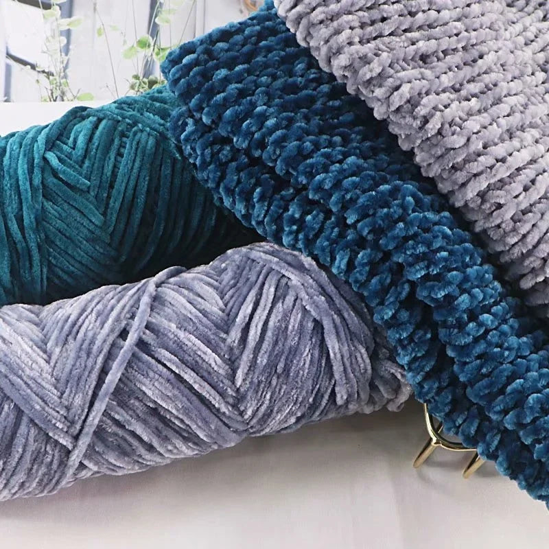 Yarn, Chenille Velvet-Style with Gold Luster for Scarves, Sweaters & Dolls