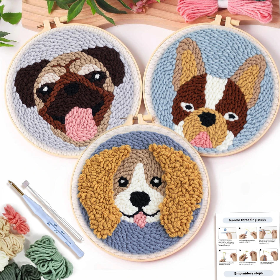 Punch Needle Kit, SDOYUNO Dog Designs for Beginner Embroidery & Pet Art