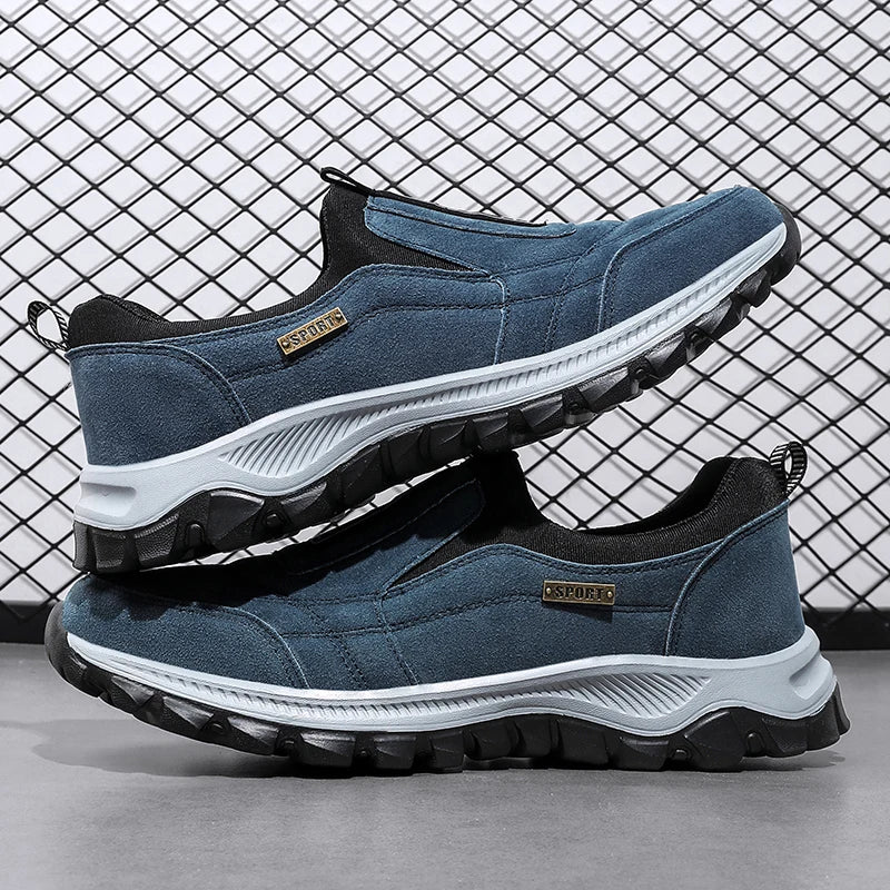 Blue Suede Shoes!  Mens casual suede leather shoes.  Slip on and comfortable, colors in rown, black and blue.  Casual loafer style, these shoes can be worn for any occasion!  non slip soles and durable stitching.