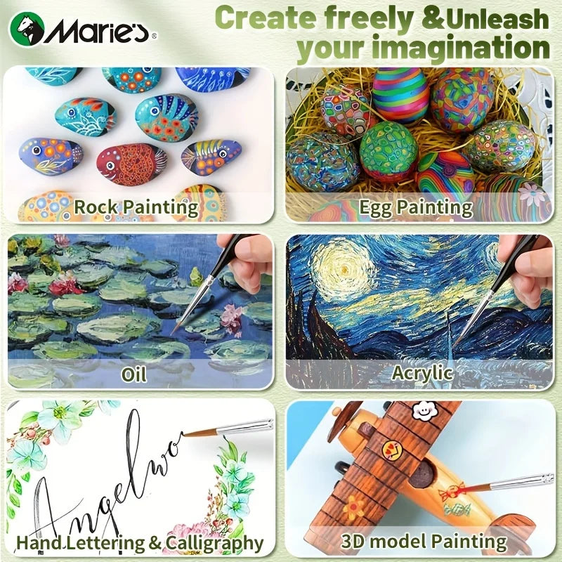 Marie's Micro Detail Paint Brushes — 11 Sizes for Acrylic & Artists