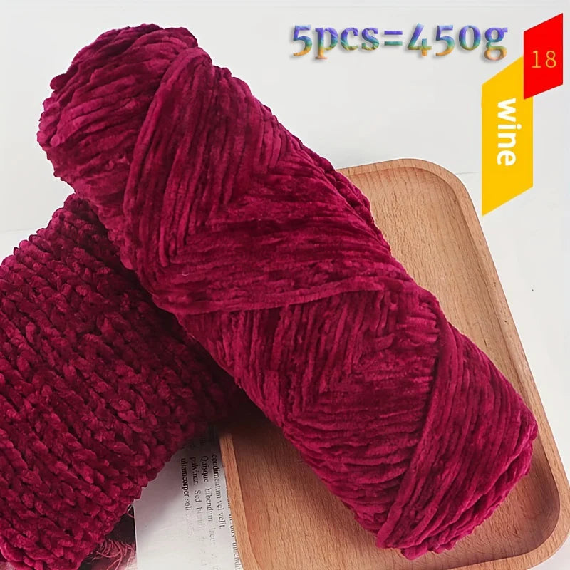 Yarn, Fine Chenille for Sweaters, Scarves, Hats, Rugs & Cushion Crafts