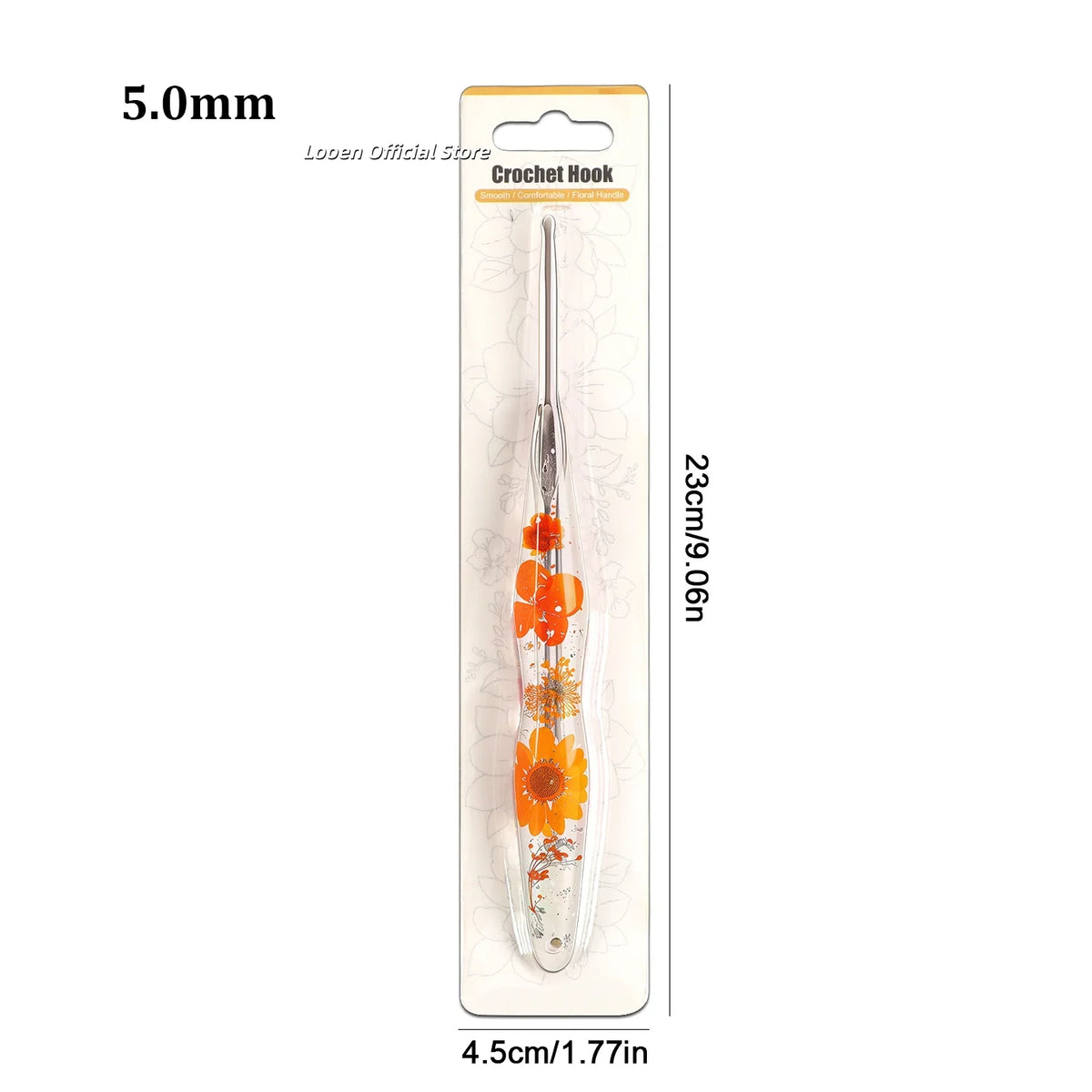 Crochet Hook, Gourd-Shaped Floral Resin Handle for Handmade Yarn Projects