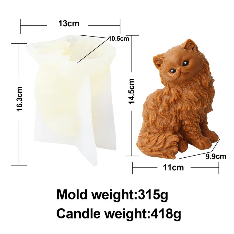 Cartoon Animal Dogs Yorkshire Terrier Silicone Candle Mold Cute Persian cat Soap Resin Plaster Mould Chocolate Cake Molds Gifts