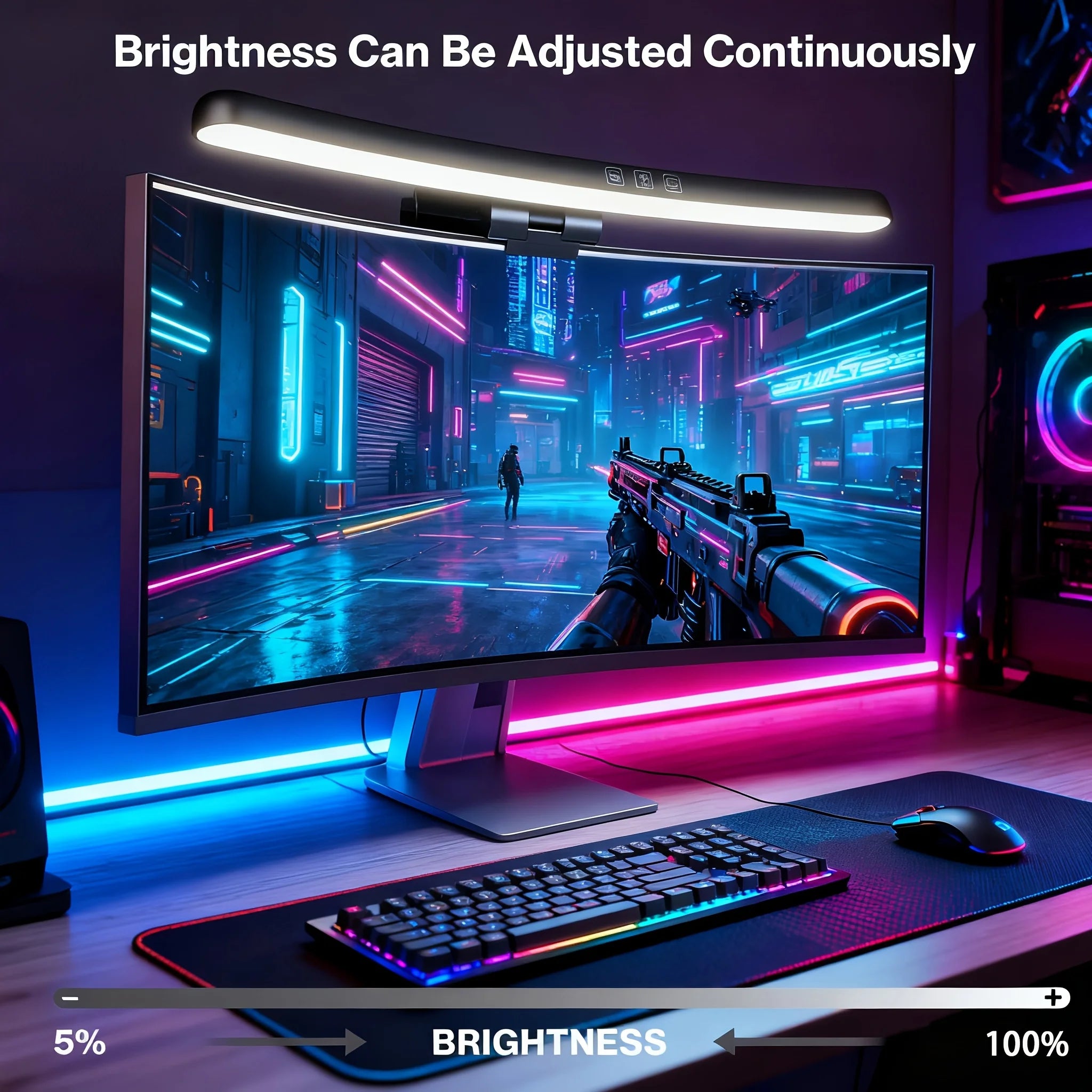 Monitor Light Bar Curved, RGB LED Computer Monitor Light Bar Desk Lamp