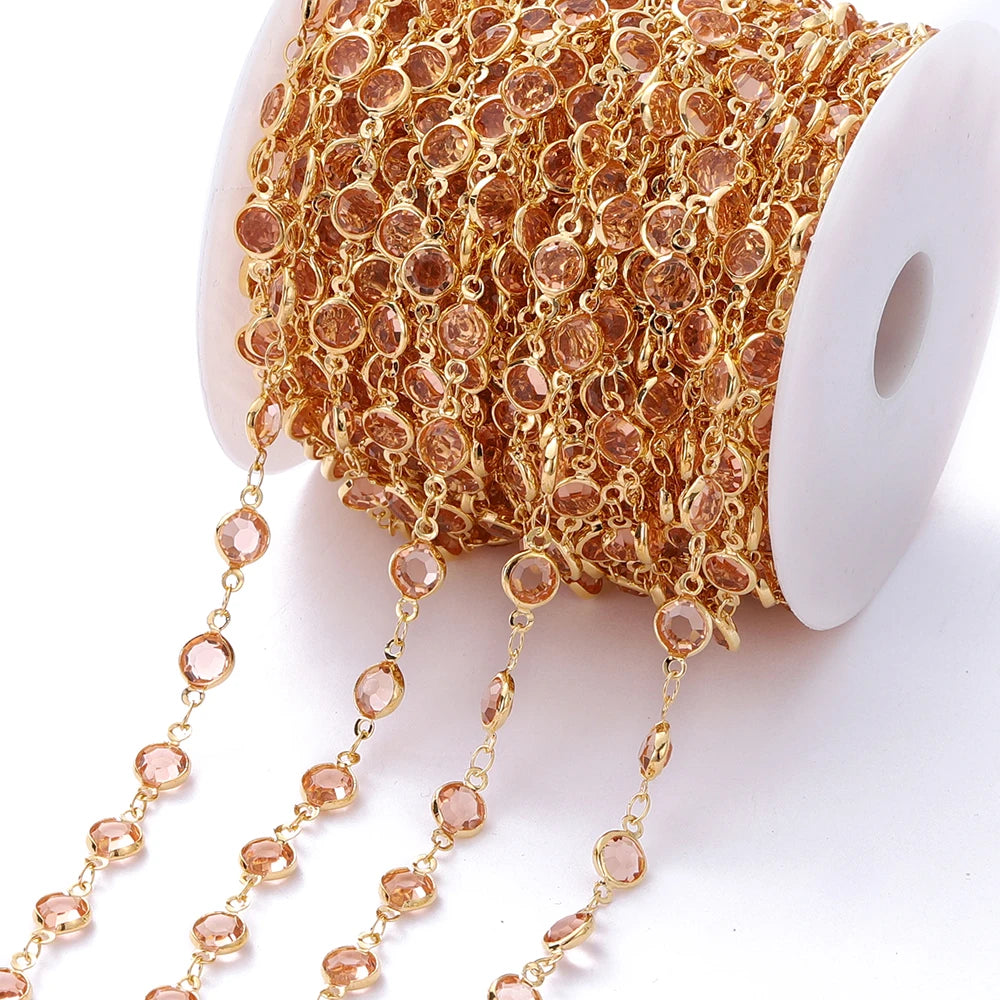 Metal Beads Colorful Crystal Beaded Chain Glass Necklace Chain Bracelet Supplies