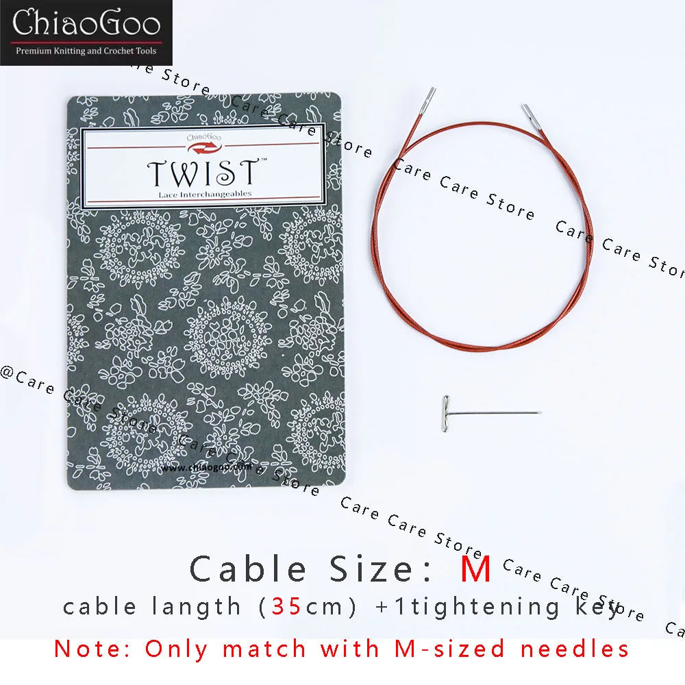 Knitting Needle Cable, ChiaoGoo TWIST Red for Interchangeable Needle Tips