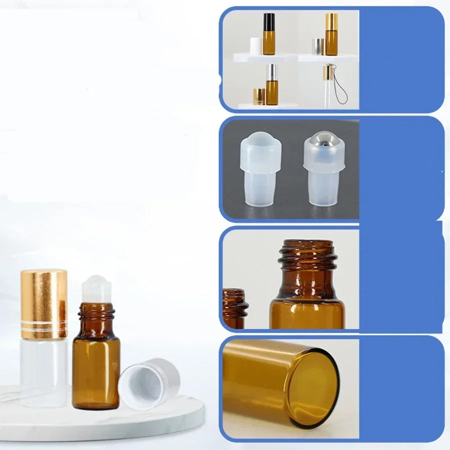 Spray Bottles Empty Amber Glass with Funnels and Droppers 5 Pack