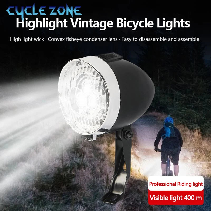 Retro Bike Headlight Type-C Rechargeable Premium Quality Replacement Accessory