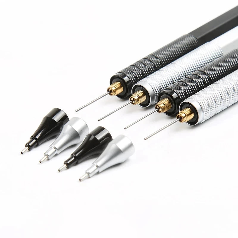 Metal Mechanical Pencil & Lead Refills — 0.3 to 2.0mm, Black or Silver