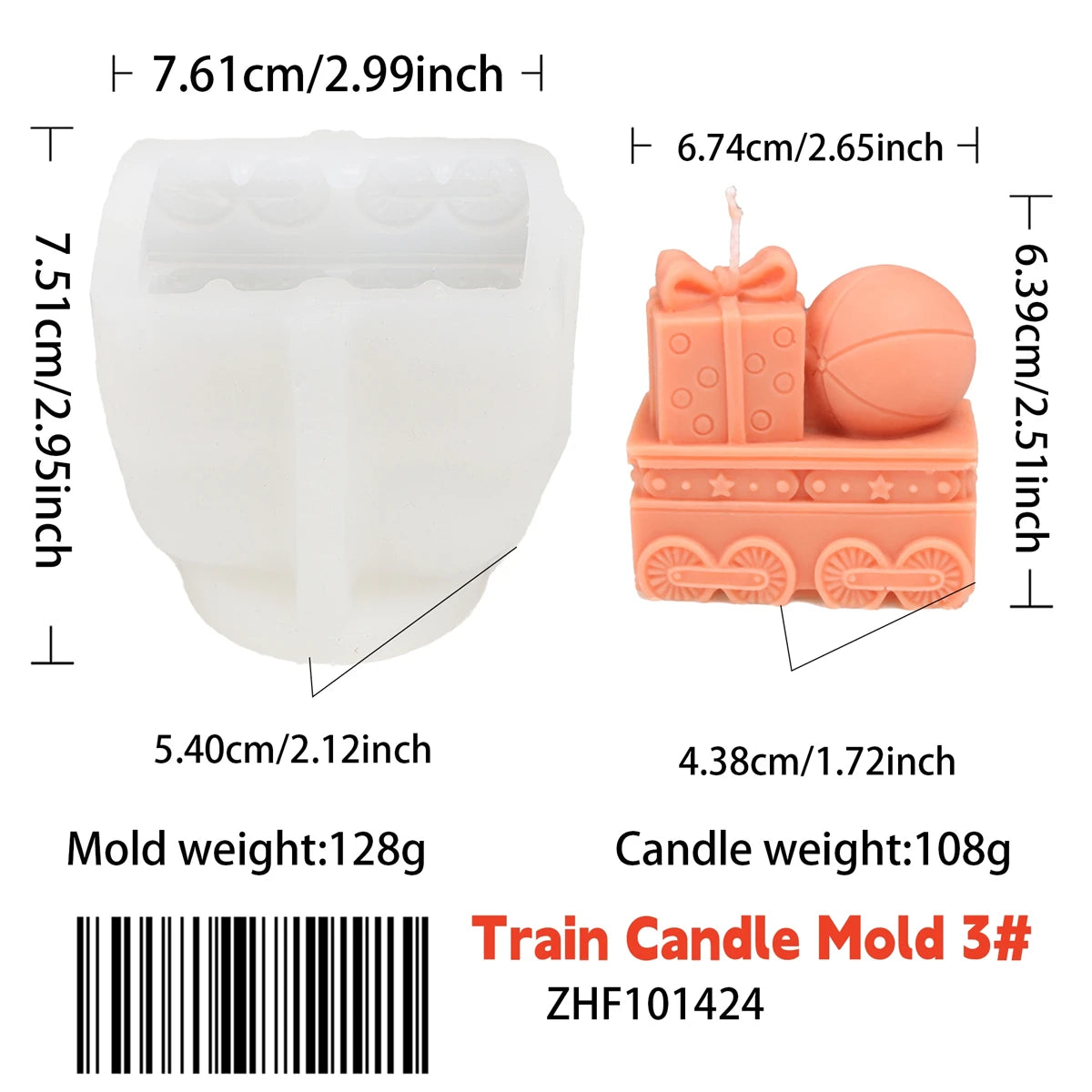 Train Candle Mold - Silicone Christmas 3D, 4 Styles