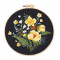 Embroidery Kit, Flower Designs with Hoop for Handmade Cross-Stitch Crafts