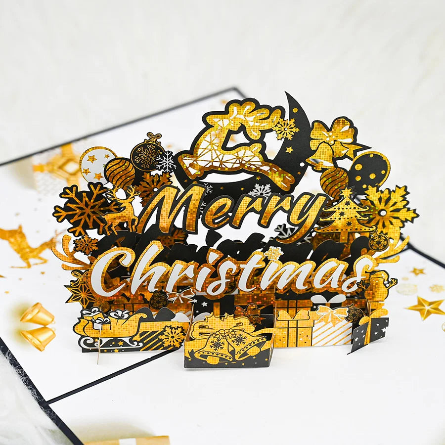 Christmas Card 3D Pop-Up Santa Tree Reindeer Holiday Greeting 36 Designs