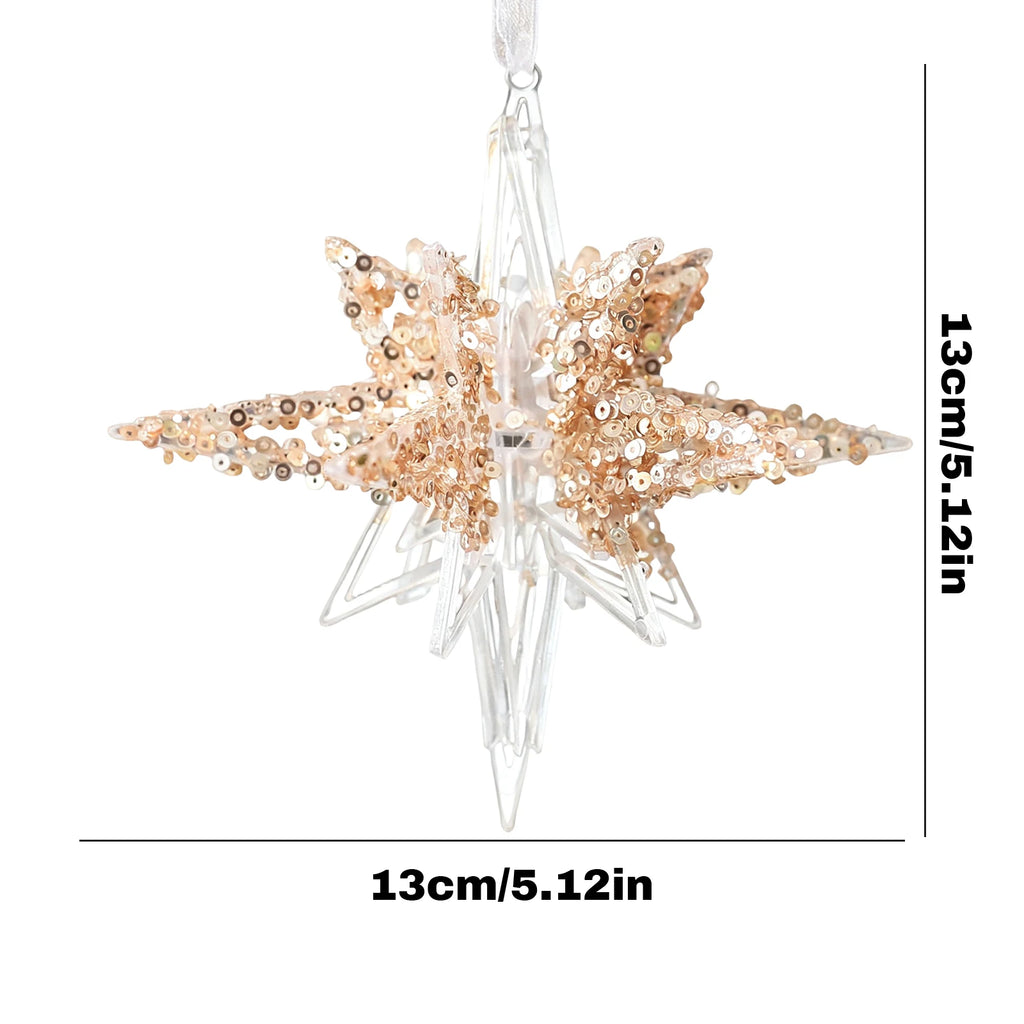 Christmas Tree Decoration Crystal Decorations Hanging Snowflake Icicle Clear Crystal Decoration Christmas Party Decoration
