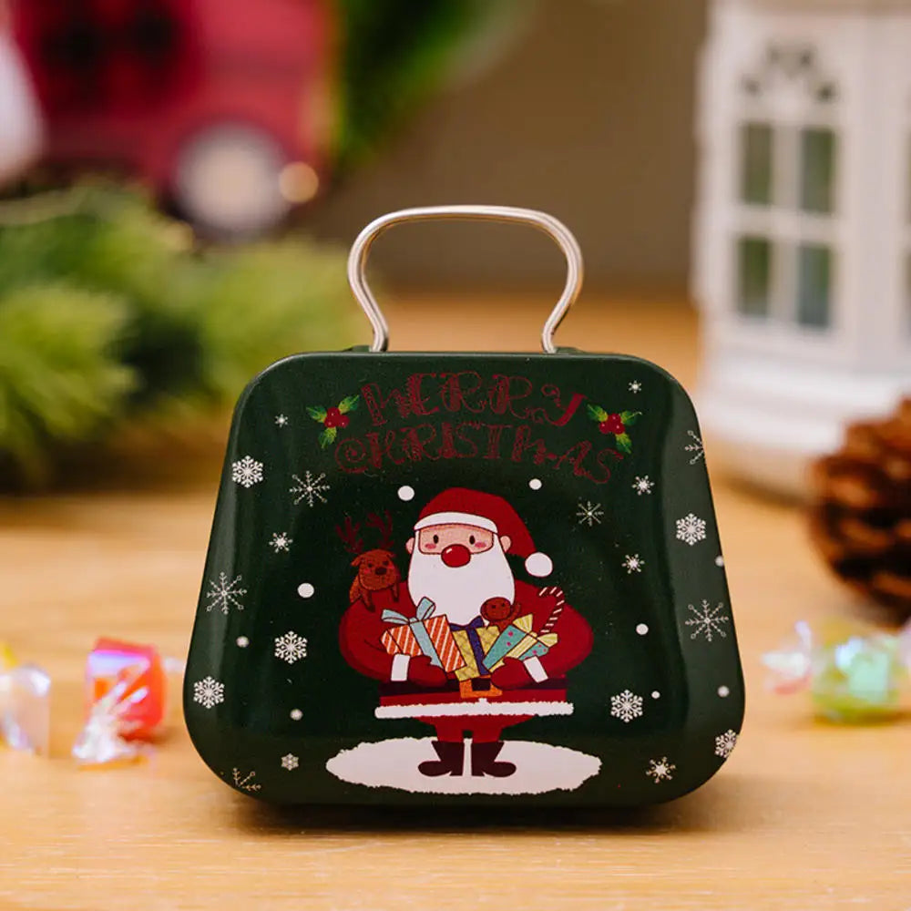 Christmas Tin Handbag Candy Box Santa Reindeer Holiday Gift Stocking Stuffer