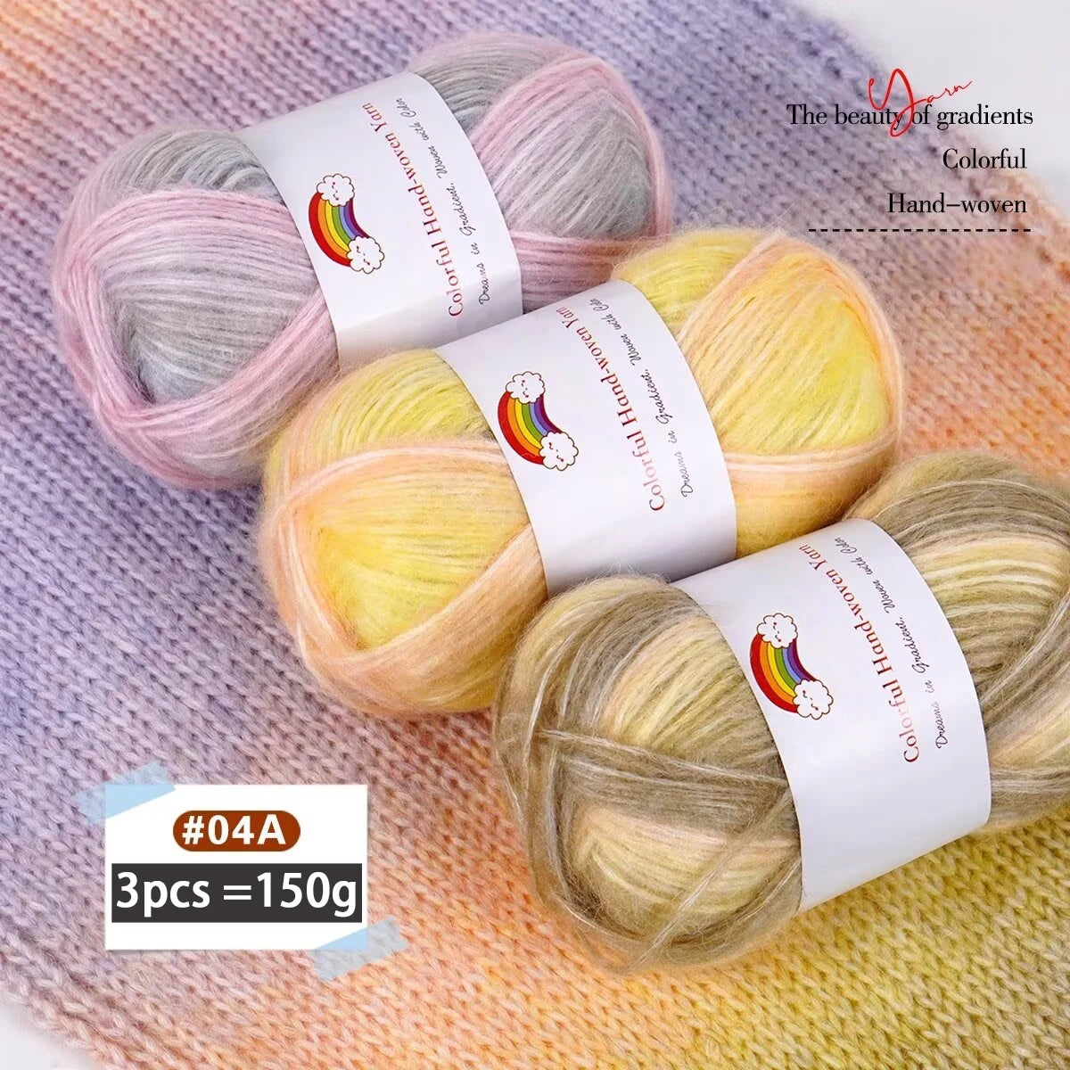 Yarn, Light Rainbow Gradient for Sweaters, Coats, Hats, Scarves & Shawls