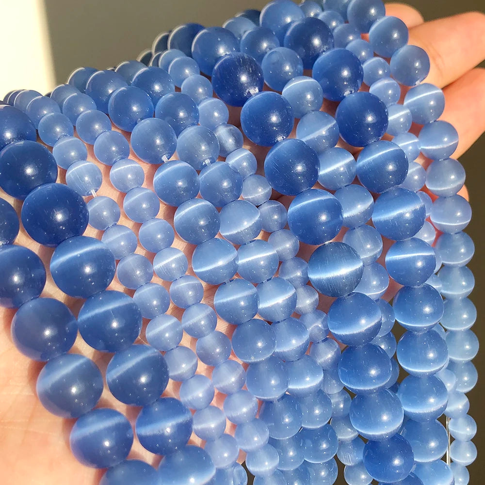 Glass Beads Pink Cat Eye Opal-Style Round for DIY Jewelry Making Craft Beads