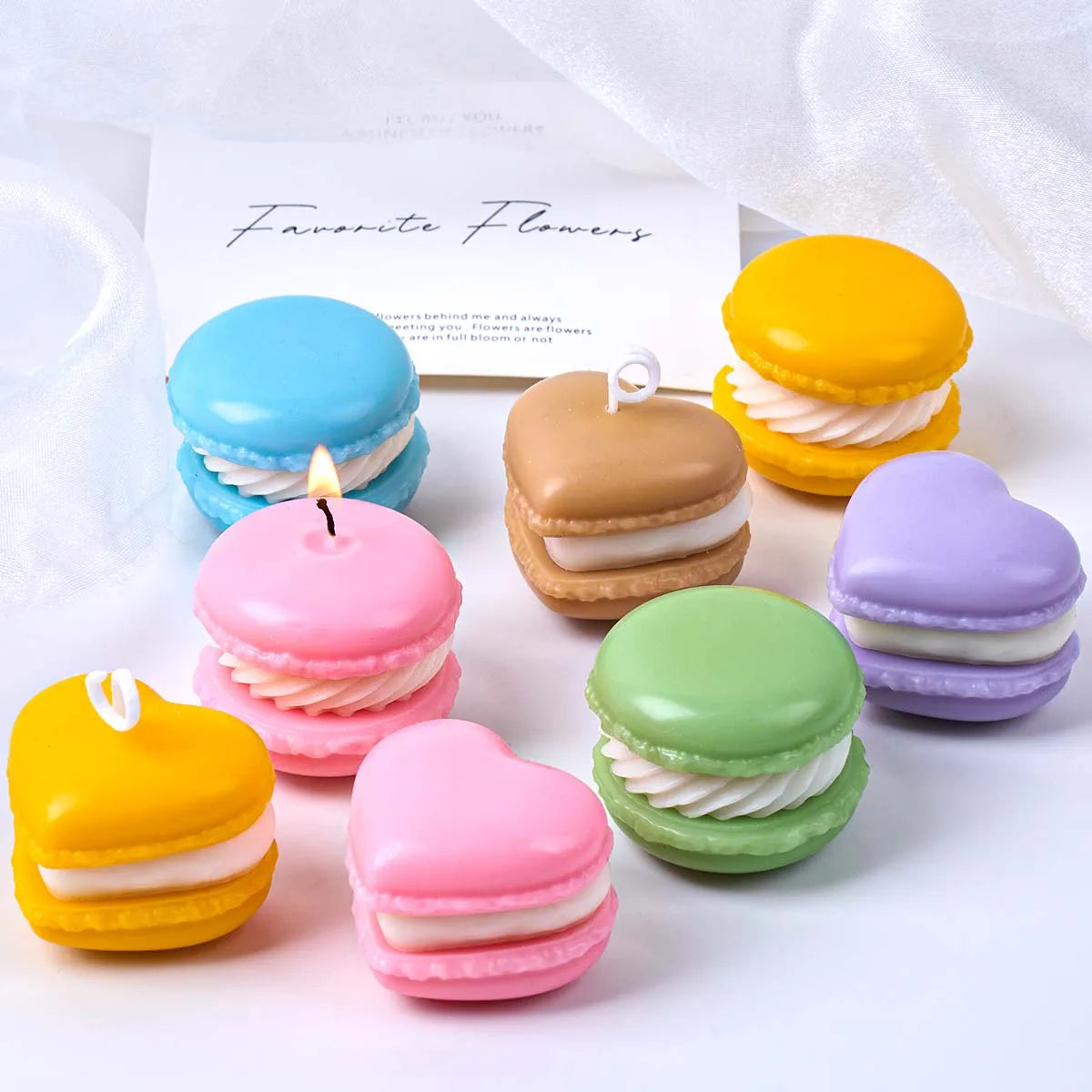 3D Macaron Silicone Candle Mold DIY Valentine's Day Ornaments Crafts Making Aromath Soap Plaster Resin Chocolate Baking Molds