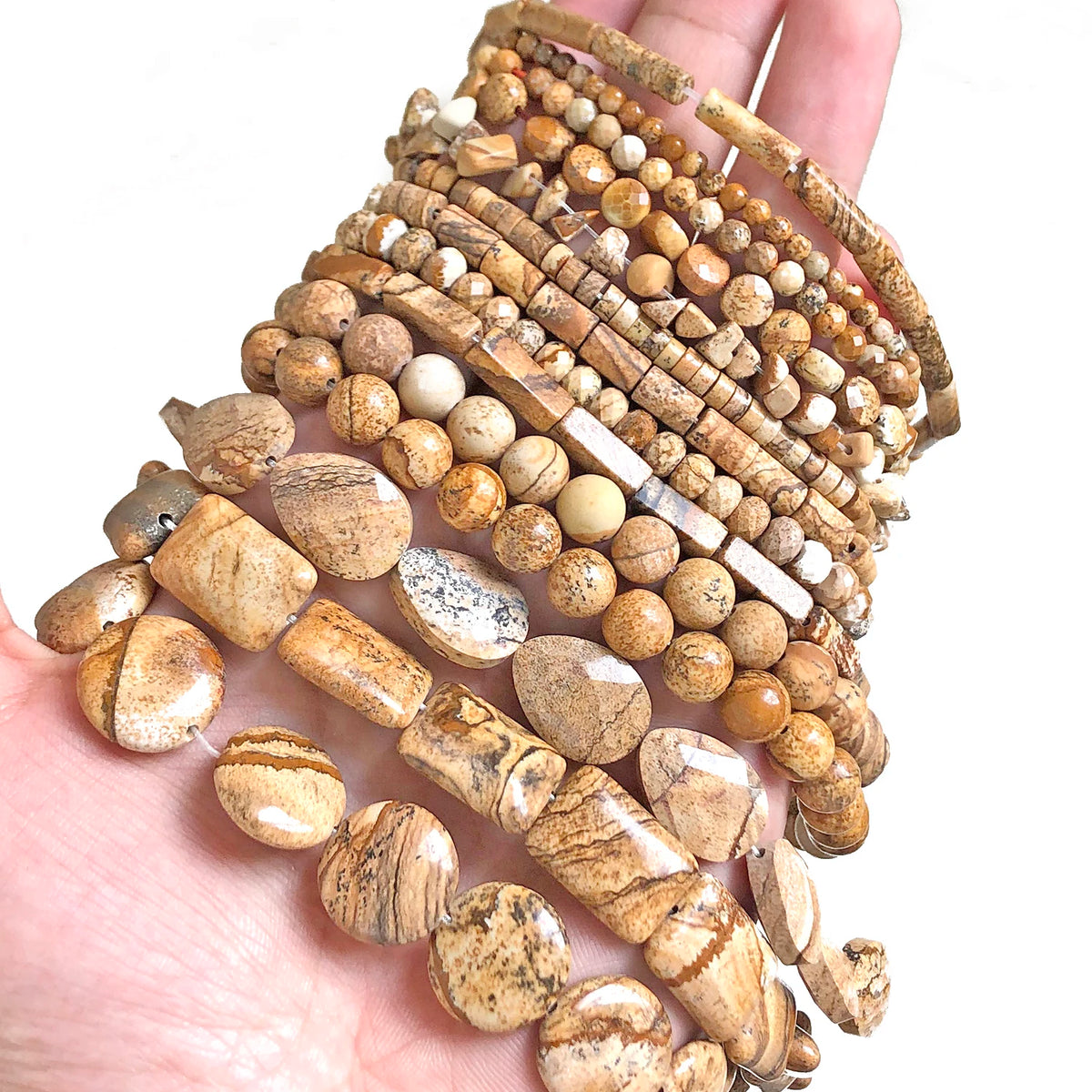 Stone Beads Picture Jasper-Style Round Tube Rondelle for DIY Jewelry Making