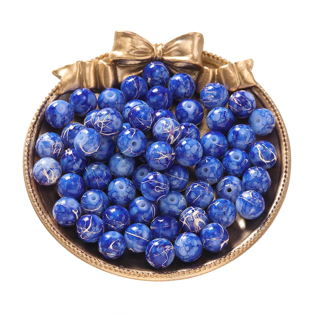 Glass Beads Crystal Crackle Round Imitation Jade-Style Stone Crafts Craft Beads