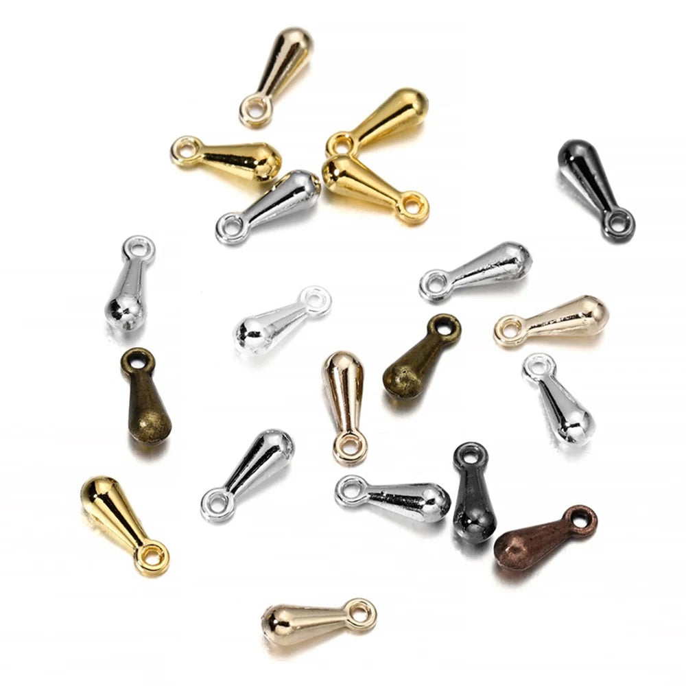 Metal Beads Gold Color Water Drop Pendant End Tail Extender Chain Craft Beads