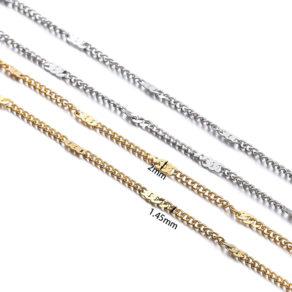 Jewelry Chains Stainless Steel Flat Chain Necklace Bracelet DIY Jewelry Making