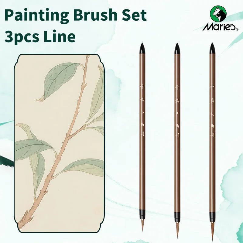 Marie's Miniature Detail Paint Brush Set — 3 Brushes Art Calligraphy Fine Lines