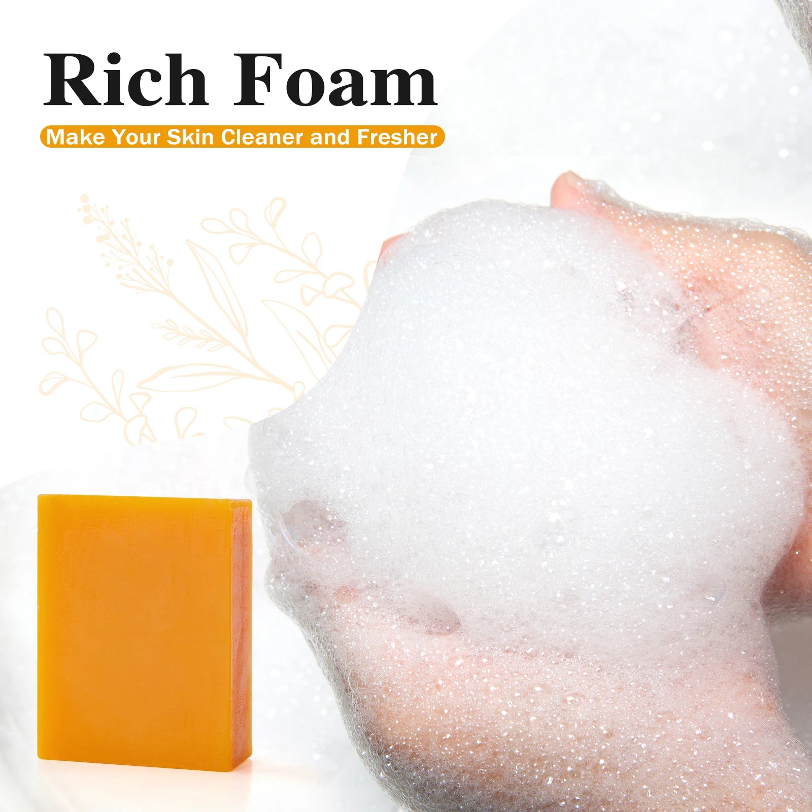 EUQEE 1PCS Kojic Acid Turmeric Handmade Soap with Vitamin C, Retinol, Collagen Coconut oil To Cleaning Skin Dark Spot Remover