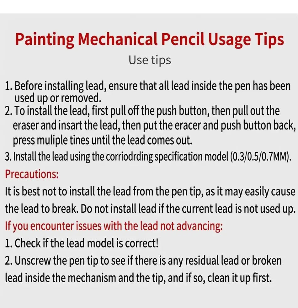 Metal Mechanical Pencil Set, HB — 4 Sizes with 80pc Lead Refills & Case