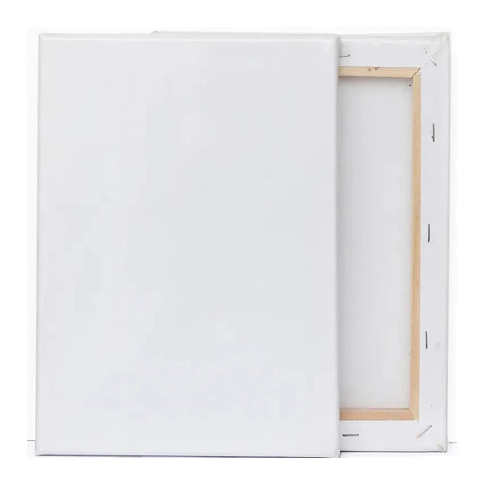 White canvas with a wooden frame on a white background