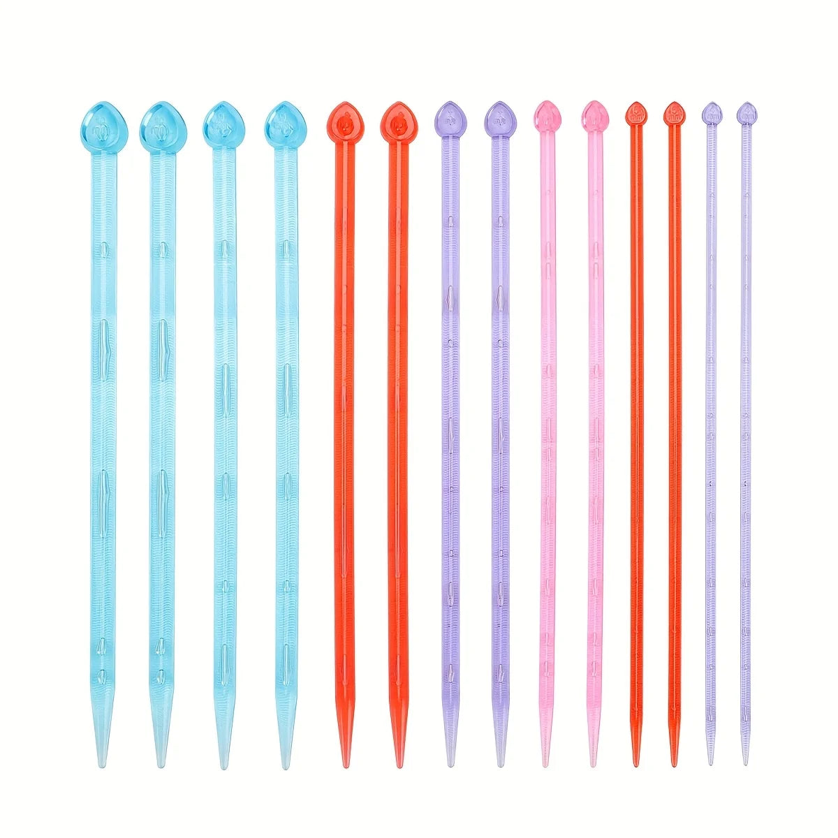 Knitting Needles, Plastic Single-Pointed Set for Handmade Yarn Projects