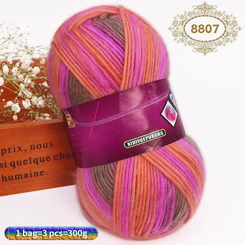Yarn, Gradient Wool-Style Strands for Knitting Shawls, Hats & Craft Projects