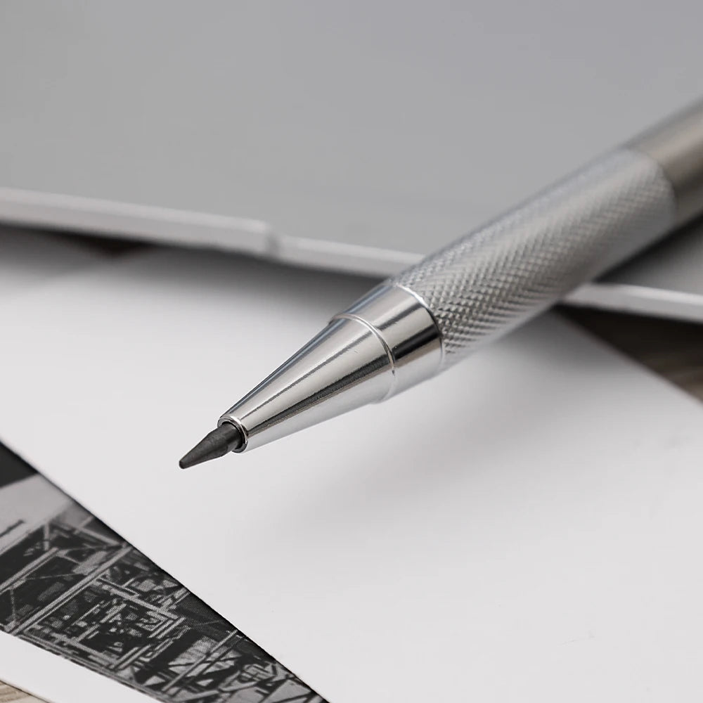 Metal Mechanical Pencil, Anti-Slip Grip — 0.3 to 2.0mm + Lead Refills