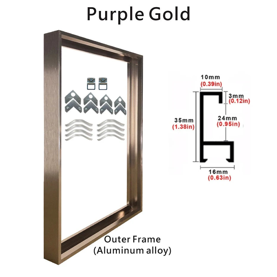 Aluminum Alloy Outer Canvas Frame 7 Colors 8 Sizes Gallery Wall Art Display