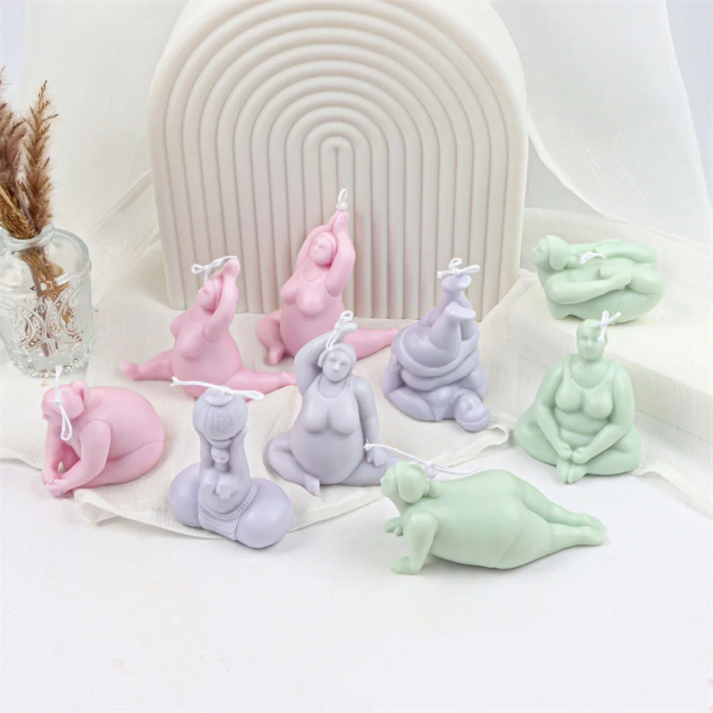 3D Lady Body Candle Mold Yoga Pose Soap Scented Plaster Epoxy Resin Making Mold DIY Home Decoration Handmade Gifts