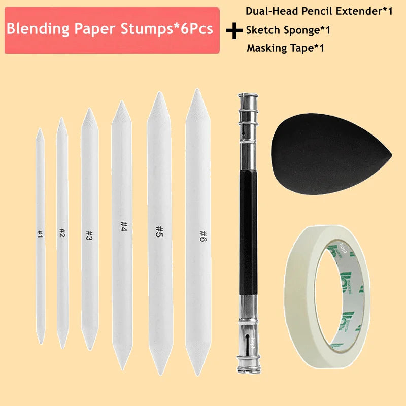 Blending Stump & Eraser Set — 5 to 13 Pieces, Graphite & Charcoal Art