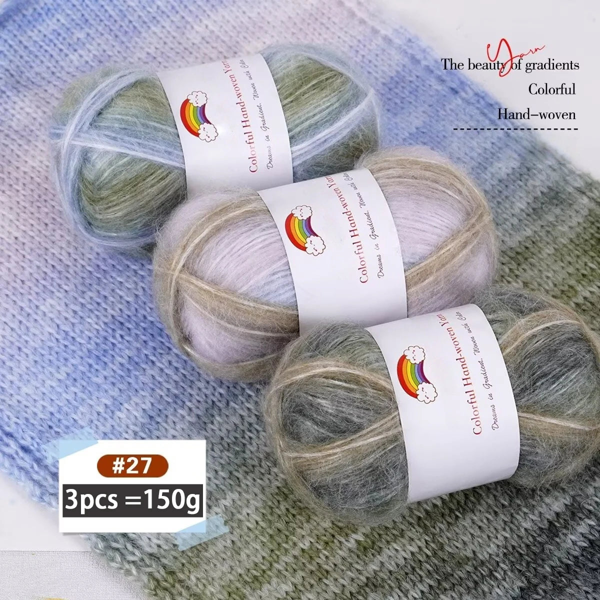 Yarn, Light Rainbow Gradient for Sweaters, Coats, Hats, Scarves & Shawls